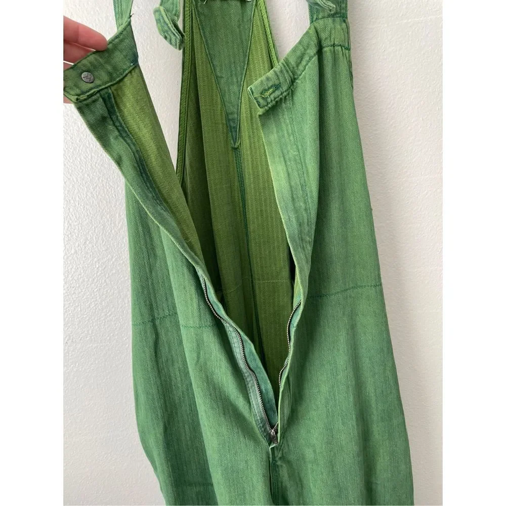 SOLD Free People We The Free Hunter Denim Overall in Spring Green Size Small - Picture 7 of 12